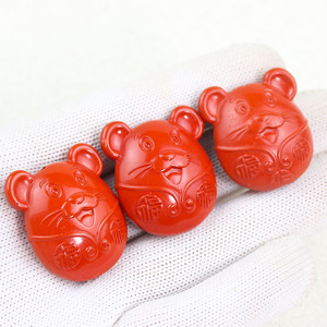 Cinnabar จี้รูปหนูนำโชคเครื่องประดับสำหรับสัตว์เลี้ยงจี้รูปหนูอุปกรณ์งานฝีมือสำหรับการทำเครื่องประดับ DIY - Product Image 4