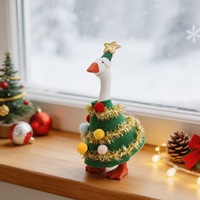 Nouvel ensemble de décoration de bureau pour arbre de Noël en tissu de 7 pouces, motif d'oie blanche, lavable à la main