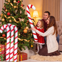 Joyee Festive Décoration de Noël Gonflable en PVC Réutilisable, Canne à Sucre Gonflable Multi-Tailles, Accessoire de Noël Gonflable en Forme de Canne à Sucre