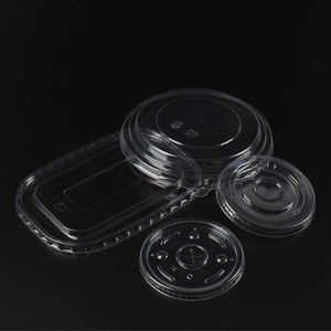 Couvre-gobelet en plastique transparent jetable pour animaux de compagnie, demi-ouvert, pour thé au lait, café, plat, anti-fuite, recyclable, prix d'usine - Product Image 5