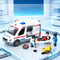 Grande voiture d'ambulance de secours en plastique à friction, jouet éducatif à assembler soi-même pour enfants garçons