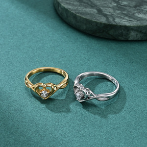 Nouveau Ins Style femmes en forme de coeur Clip-incrusté bague de coulée personnalité simulée bague en diamant frais Niche Design Couple anneaux - Product Image 4