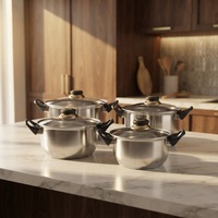 Nouvel ensemble de 12 pièces de batterie de cuisine en acier inoxydable, comprenant marmites à soupe, casseroles à lait et poêles de cuisson