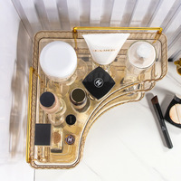 Organisateur de coiffeuse d'angle multi-usages pour produits de soin de la peau avec support pour pinceaux de maquillage