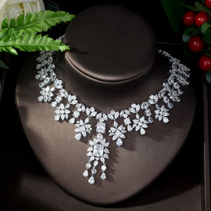 طقم مجوهرات أقراط وقلادة رائعة 2 من HIBRIDE طقم مجوهرات نسائية فاخرة AAA من مجموعة مجوهرات bijoux mariage parure - Product Image 4