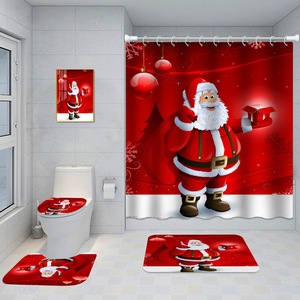 Rideau de Douche en Polyester Rouge Père Noël, Imprimé Numérique Personnalisé, Imperméable, Vente en Gros, Moderne - Product Image 6