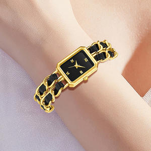 Reloj analógico <span class=keywords><strong>de</strong></span> cuarzo para mujer <span class=keywords><strong>de</strong></span> <span class=keywords><strong>segunda</strong></span> <span class=keywords><strong>mano</strong></span> <span class=keywords><strong>de</strong></span> gama alta, cadena <span class=keywords><strong>de</strong></span> <span class=keywords><strong>oro</strong></span> negro <span class=keywords><strong>de</strong></span> lujo trenzada, pequeño cubo <span class=keywords><strong>de</strong></span> azúcar fragante, reloj negro <span class=keywords><strong>de</strong></span> nicho - Product Image 3