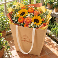 Sacs en papier personnalisés à motifs floraux de haute qualité, sacs fourre-tout de luxe pour cadeaux, adaptés à l'emballage de cadeaux floraux