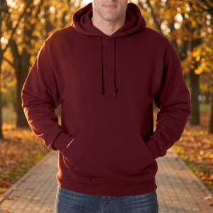 <b>Men's</b> <b>Maroon</b> Hooded Pullover Sweatshirt Solid Color Fleece Cotton <b>Hoodie</b> Regular Sleeve Autumn Wear - Product Image 5