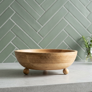 Cuenco para Servir con Base de Madera de Acacia Pulida, Estilo Vintage, Ecológico, Ligero, Portátil, Hecho a Mano, Decoración para Mesa de Fiesta en Casa BS - Product Image 1