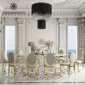 Đám cưới trắng thép không gỉ ăn uống Rose Gold bảng đám cưới thuê bàn ăn - Product Image 4