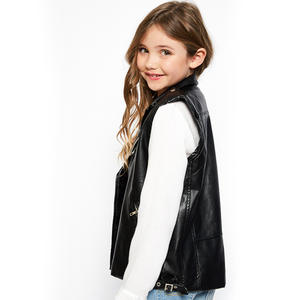 Nouveautés 2017 : Vestes courtes pour filles, vestes en cuir sans manches slim pour enfants - Product Image 2