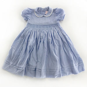 Robe smockée pour fille, vêtements pour enfants, boutique, fabrication artisanale, été, Noël, robe smockée en coton rose - Product Image 4