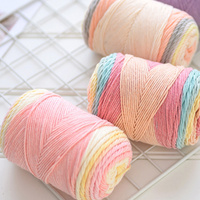 Benang Lembut untuk Merajut Crochet Benang Pelangi Berwarna Gradasi 5 Untai Benang Wol Rajut Topi Bayi Syal Benang Jahit