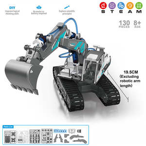 技術工学車両掘削機ビルディングブロックおもちゃDIY水力トラック掘削機ロボットアームSTEMサイエンスキット - Product Image 2