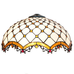 Tiffany Lampenschirm Ersatz 16 Zoll Buntglas Bernstein Perlen Lampenschirm Passend für Tischlampen Stehlampen Pendelleuchten Wohndekor - Product Image 3