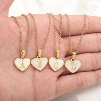 Collier personnalisé en argent 925 Gemnel en forme de cœur avec lettre, 26 lettres de l'alphabet, coquille blanche, cadeau de la Saint-Valentin, bijoux délicats pour l'amour