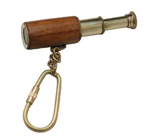 Античная морской Золотой/коричневый латунь Монокуляр телескоп формы брелок для ключей с роскошным польский ключ кольцо для подарка на день рождения