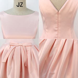 Abito Mini Estivo <span class=keywords><strong>Elegante</strong></span> da Sera Rosa per Donna - Dettaglio Fiocco in Raso, Schiena a V, Gonna Plissettata Svasata - Product Image 5