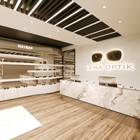 Aménagement intérieur de magasin d'optique, comptoir optique mural, vitrine optique haute couture, décoration de magasin tout-en-un, rénovation