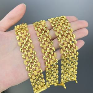 JXX Jewelry Design 24K Gold Plated Cuban <b>Chain</b> Bracelet Wholesale Hip-Hop Style Brass Charm Bracelets or Bangles - Product Image 2