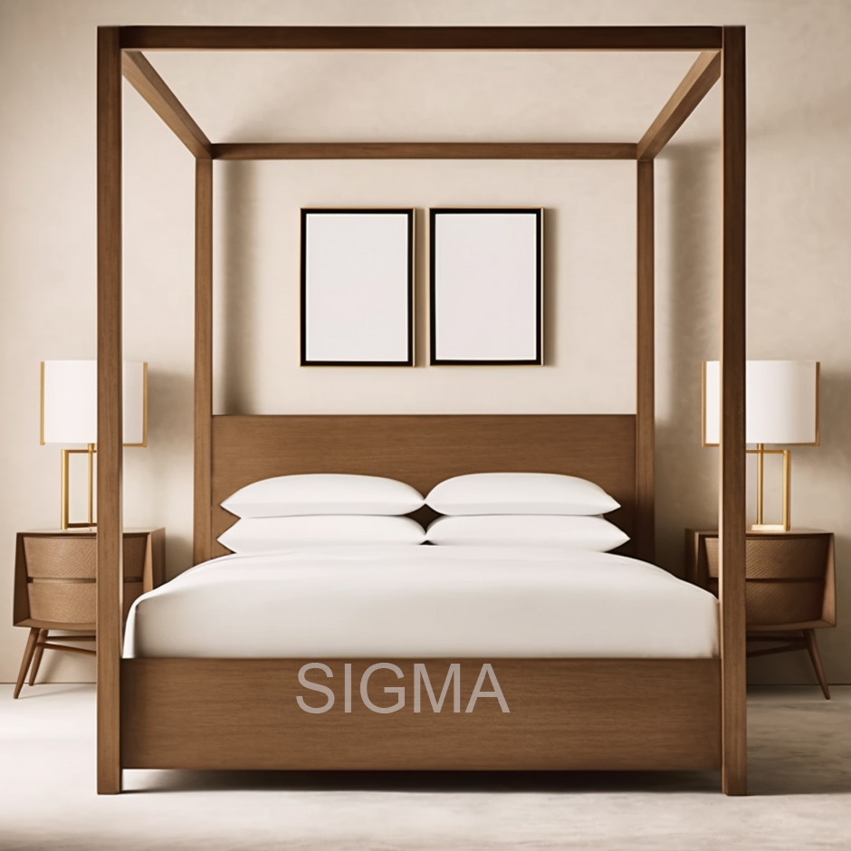High Quality Luxury hotel home indoor Furniture bedroom solid wood King Queen Size Bed Double Bed canopy bed