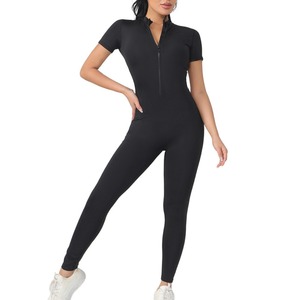 Leggings Deportivos de Manga Corta para Mujer, con Cierre Frontal, Ajustados, Sin Costuras, de Secado Rápido, Spandex/Nailon, para Fitness, Gimnasio, Entrenamiento, Baile, Ejercicio, Yoga - Product Image 6