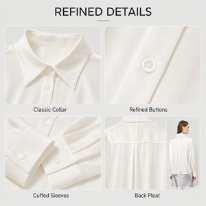 <b>Silk</b> V-Neck Shirt <b>Cardigan</b> Thin Blouse Custom Logo Premium Soft Breathable Elegant Women's Summer Top - Product Image 2