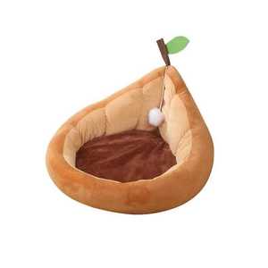 Avocado Pet Bed For Cats Soft Round Cat Bed With <b>Scratching</b> <b>Pad</b> Green And Orange Color Polyester Fiber Fill Hand Washable - Product Image 5