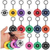 Porte-clés créatif 3D en forme de disque de musculation, mini pendentif de sac pour les amateurs de gym, breloque de sport fitness pour cadeau promotionnel en gros
