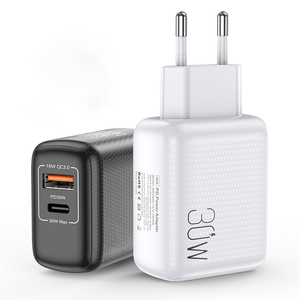双端口PD端口 + QC3.0 <span class=keywords><strong>USB</strong></span>端口壁30w <span class=keywords><strong>c</strong></span>型便携式迷你快速充电插头充电器适配器，适用于Iphone 14 15 16ProMax - Product Image 1