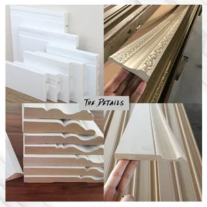 Material a prueba de agua PU MDF PS moldeado 100% Material de PU virgen moldeado de Color blanco para decoración de suelo de puerta de pared interior