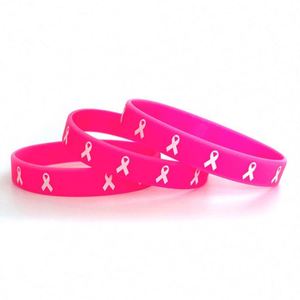 Pulseras de Silicona con la Frase 'Esperanza, Fe, Fuerza, Coraje', Pulseras de Concienciación sobre el Cáncer, Pulseras Deportivas de Silicona con Cinta Rosa - Product Image 6