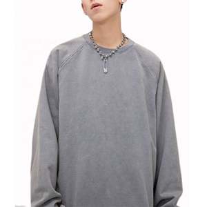 เสื้อสเวตเชิ้ตปักลายโอเวอร์ไซส์สำหรับผู้ชายเสื้อวินเทจฟอกสีกรด - Product Image 3