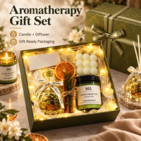 Coffret Cadeau Luxe Bougie Parfumée et Diffuseur à Bâtonnets avec Pierre de Cristal pour Aromathérapie, Parfum d'Ambiance Maison, Idéal pour Anniversaire Femme et Souvenir d'Entreprise