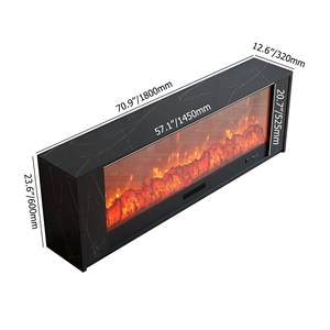 Meuble TV avec cheminée électrique intégrée AJUNION, bois d'ingénierie, placage de marbre, <span class=keywords><strong>console</strong></span> multimédia, unité TV avec télécommande - Product Image 5