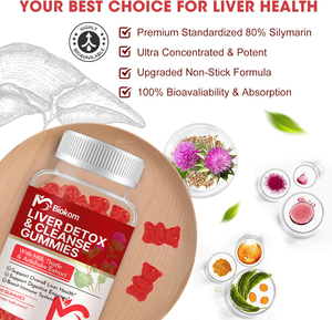 Gomitas BIOKOM OEM para la Desintoxicación del Hígado, Cardo Mariano, Alcachofa, Chanca Piedra, Baya del Saúco, Mezcla de Limpieza Avanzada para la Salud del Hígado - Product Image 6