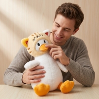 Peluche Canard Pompier de Haute Qualité, Personnalisable (Couleur & Logo), Rembourrage Coton PP, Jouet Souvenir Unisexe, Jouets pour Chats