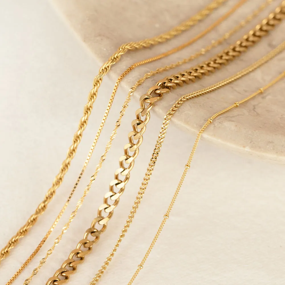 Dainty 18K Vergulde Gelaagde Ketting Minimalistische Rvs Snake Cubaanse Ketting Ketting Voor Vrouwen Waterdichte Sieraden