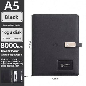 Carnet portable B5 en tissu avec batterie externe intégrée et organiseur pour réunions d'affaires - Cadeau d'entreprise - Product Image 2