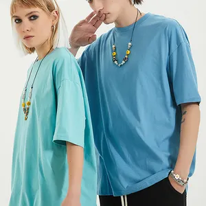 Difan Tùy Chỉnh In Bông T-Shirts Tương Phản Khâu Phi Hành Đoàn Cổ Mens T Áo Sơ Mi Quá Khổ Màn Hình Đồ Họa In Ấn