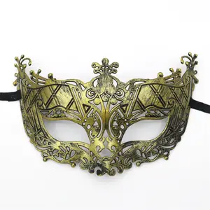 Vente en gros de masque d'Halloween en bronze argenté et doré mascarade pour fête de Rome masque demi-visage pour fête de Venise masque pour hommes et femmes