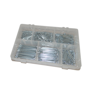 Goupilles fendues argentées Fixations assorties en acier zingué 555PCS Goupilles fendues-Taille en pouces - Product Image 1