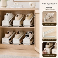 Étagère à chaussures pliable double couche en plastique, rangement domestique, gain de place, étagères à compartiments réglables, antidérapante, pour talons hauts