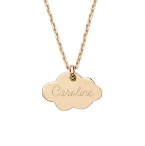 Wholesale Custom Stainless Steel Small Cloud Pendant Necklace Blank custom logo necklace 18K gold plating