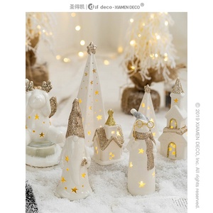 Décorations pour la <span class=keywords><strong>maison</strong></span>, décoration de bureau lumineuse, cadeaux de Noël, cadeaux pour enfants, Père Noël en céramique, bonhomme de neige - Product Image 1