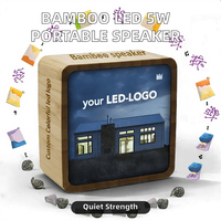 Haut-parleur sans fil portable 5W personnalisé avec logo LED en bambou pour home cinéma, fêtes et utilisation extérieure avec prise en charge AUX