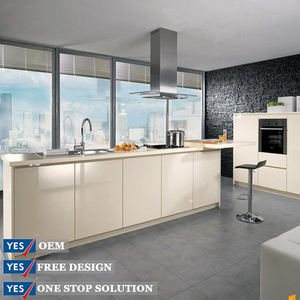 Armoires de cuisine blanches de style américain à finition brillante avec articles de cuisine <span class=keywords><strong>Rick</strong></span> Owens - Product Image 1