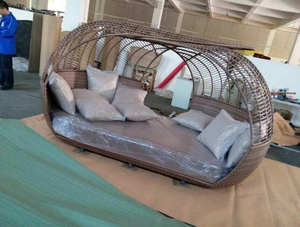 Premium <span class=keywords><strong>Hotel</strong></span> Muebles de exterior Diseño ligero de lujo con <span class=keywords><strong>Nido</strong></span> de Pájaro redondo en forma de ratán tejido Patio Jardín Daybed - Product Image 6