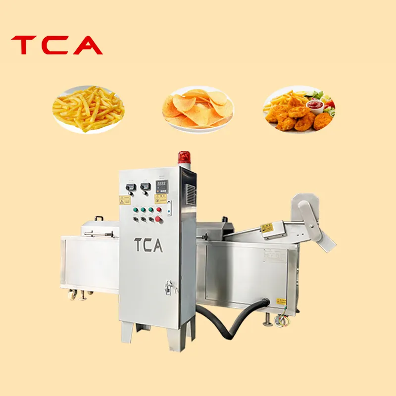 Mesin penggorengan listrik, mesin penggorengan panjang pabrik TCA, mesin penggorengan otomatis Burger, kentang kering